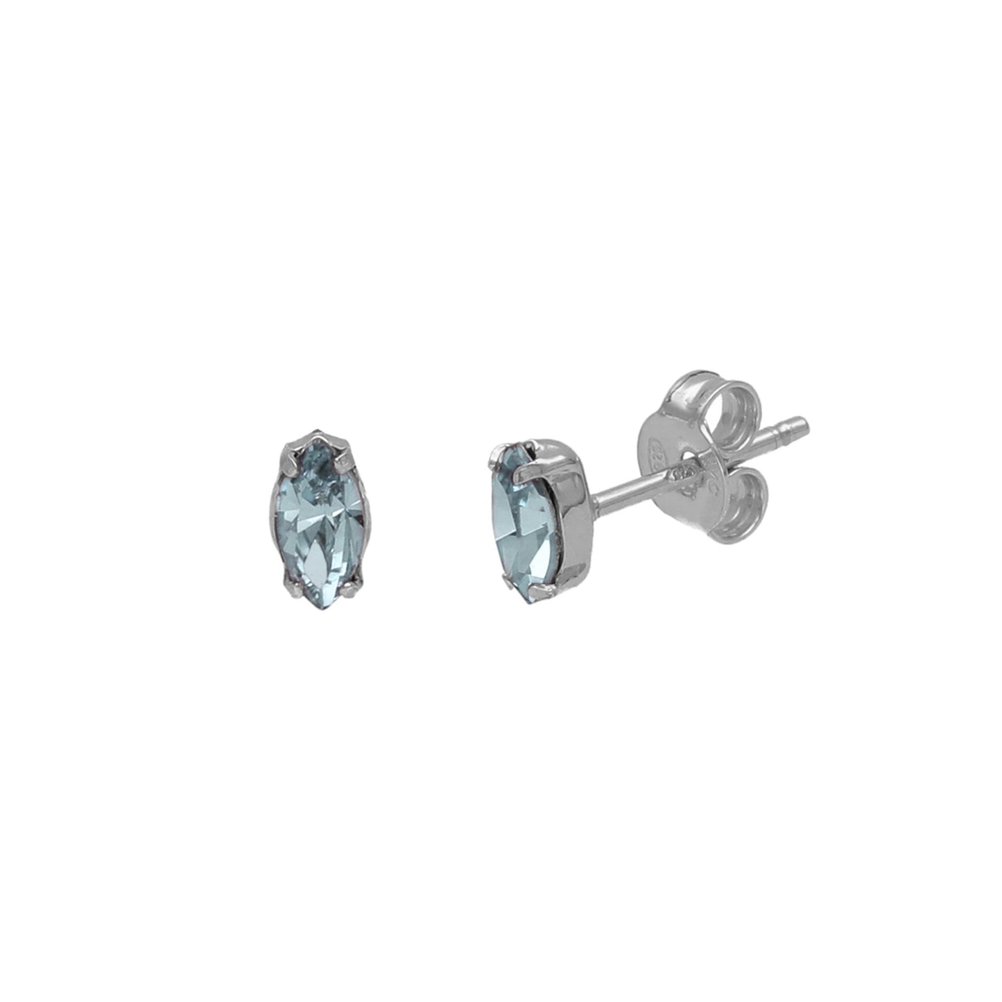 Pendientes botón Bianca cristal en Plata baño rodio