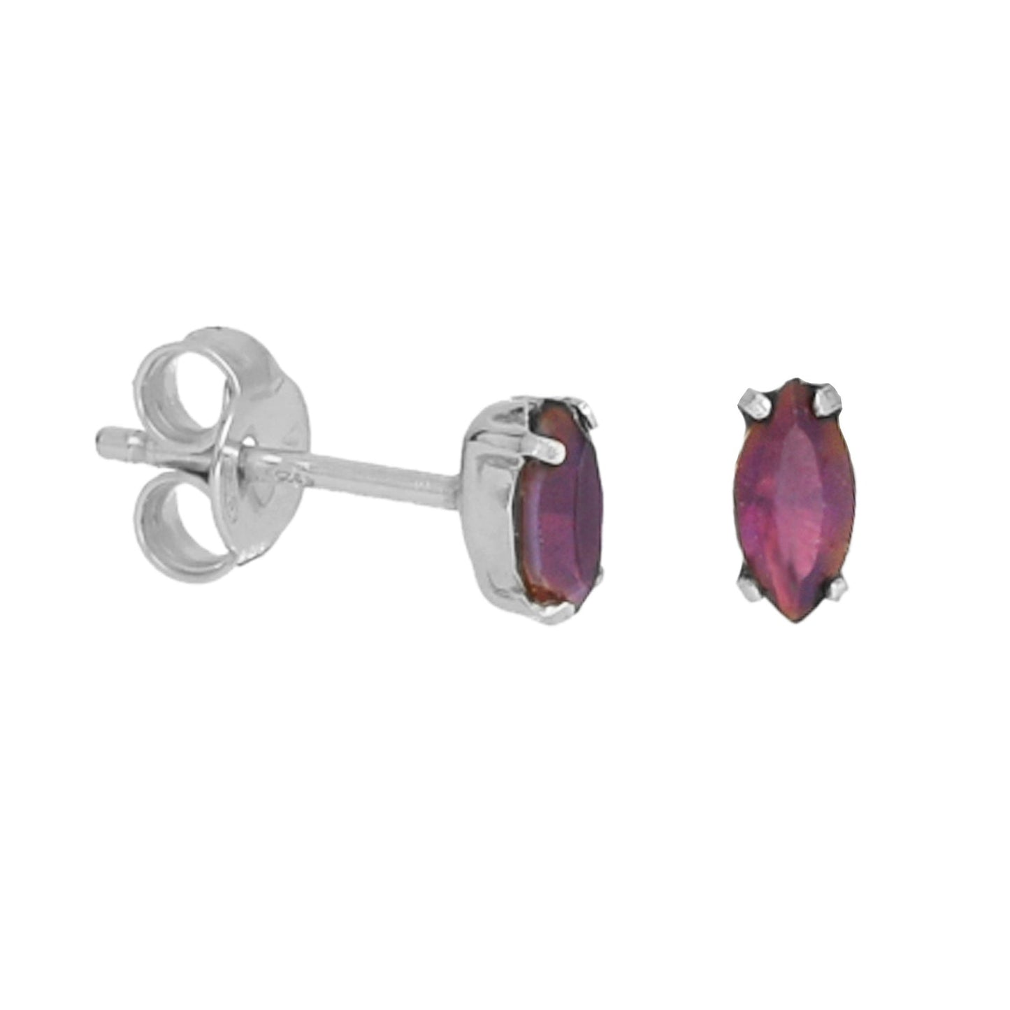 Pendientes botón Bianca cristal en Plata baño rodio