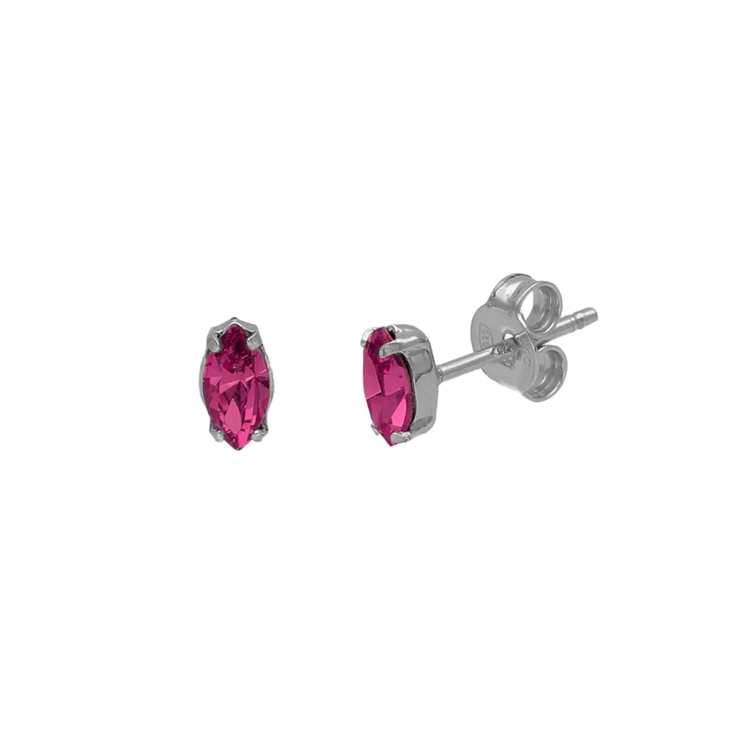 Pendientes botón Bianca cristal en Plata baño rodio