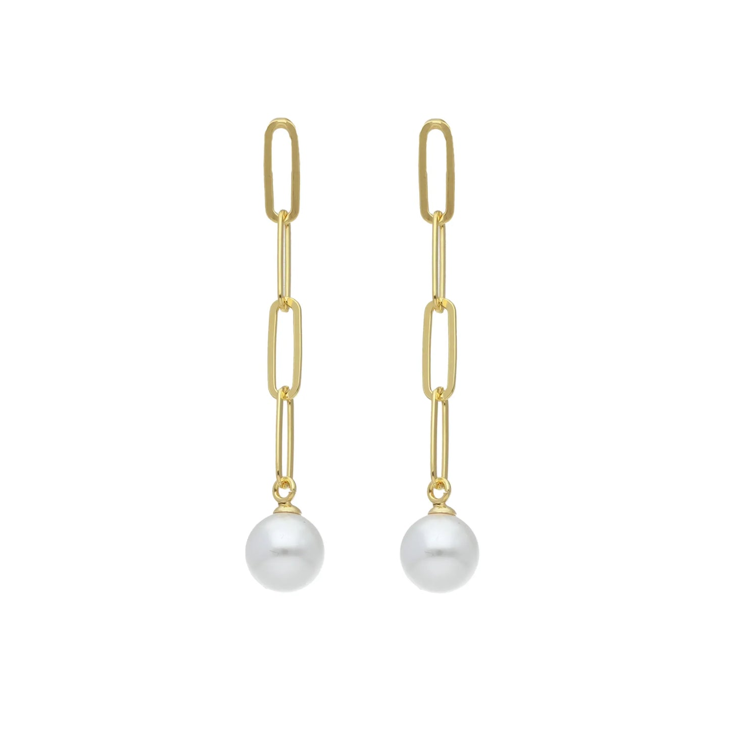 Pendientes largos Paulette perla en Plata