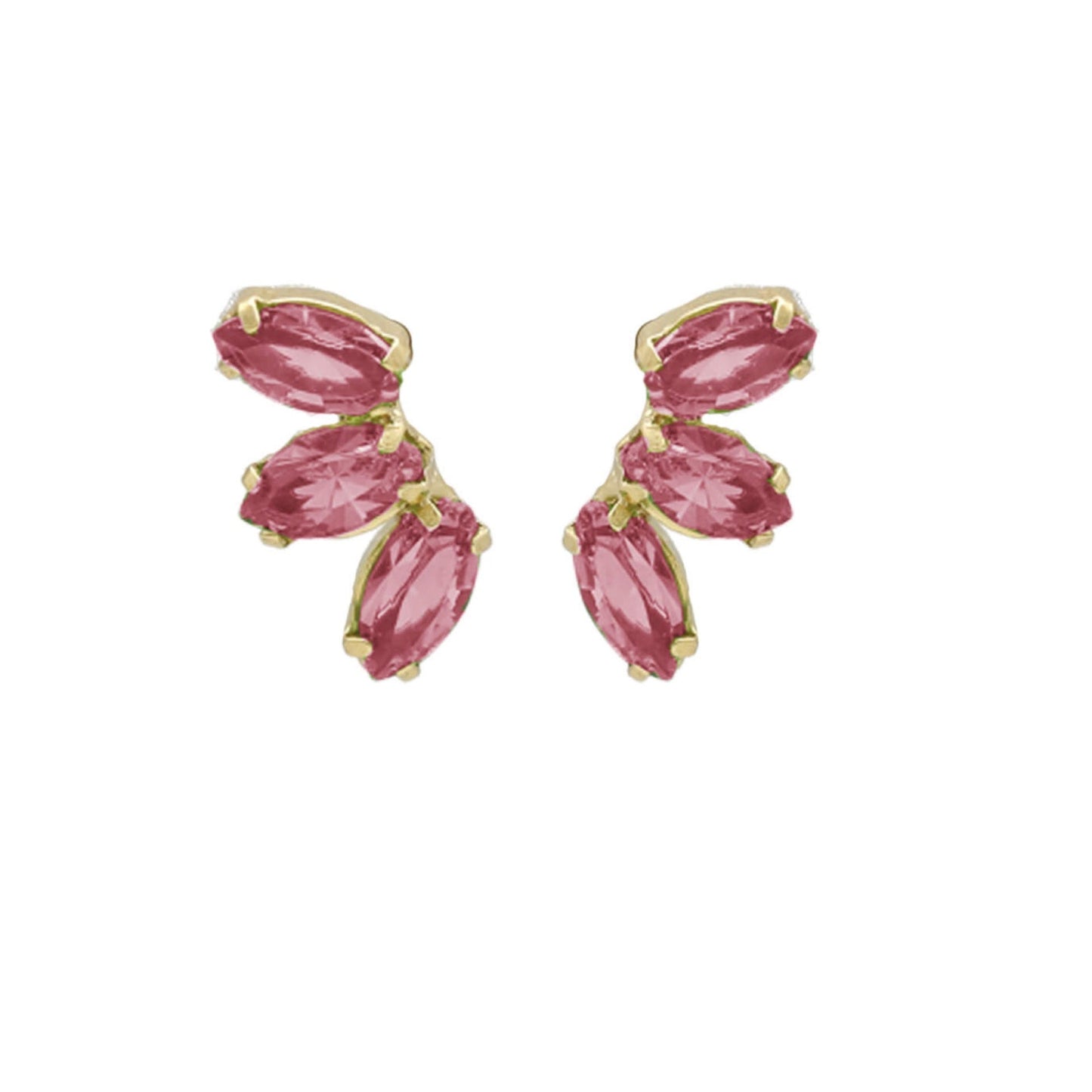 Pendientes cortos Estaciones hoja cristal en Plata baño Oro