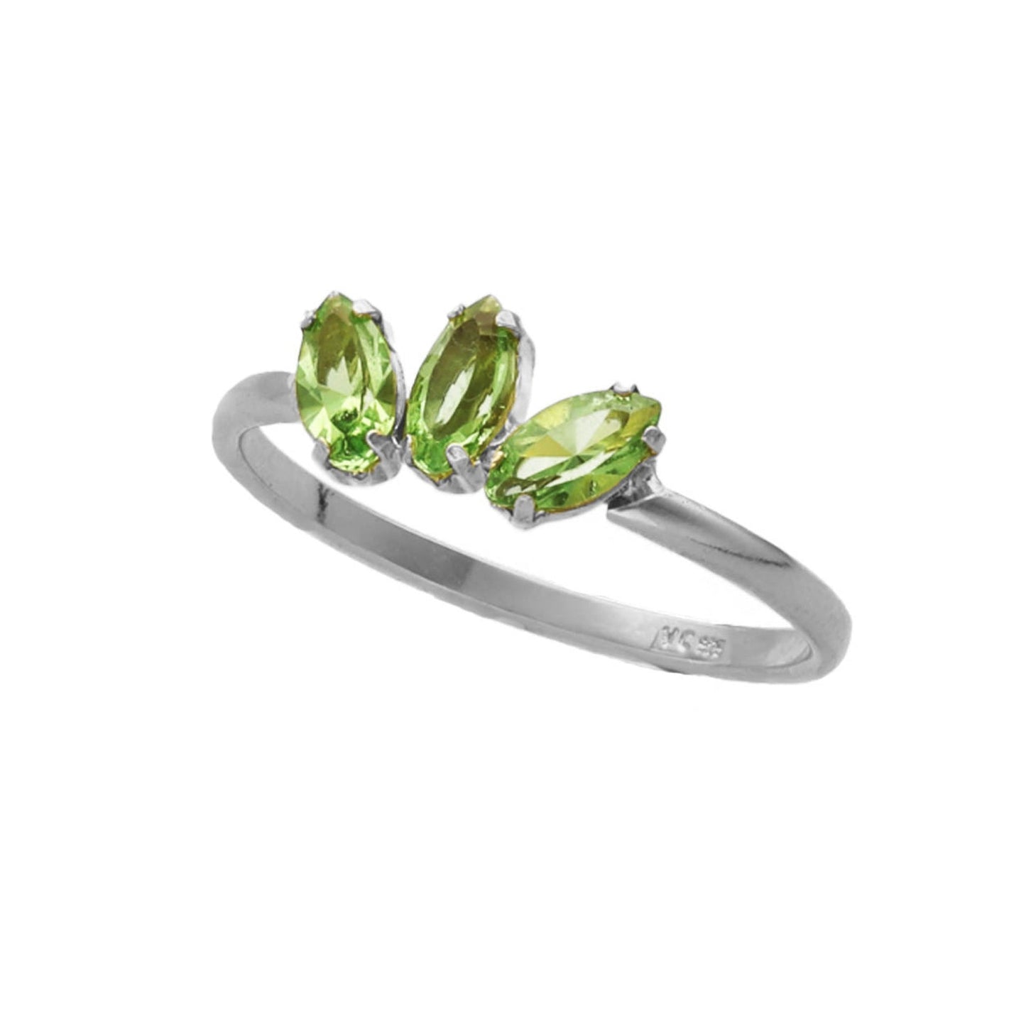Anillo Estaciones hoja cristal en Plata baño rodio