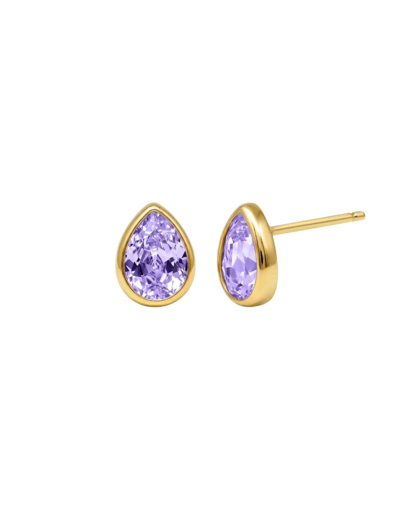 Pendientes botón Essential lágrima cristal en Plata baño Oro