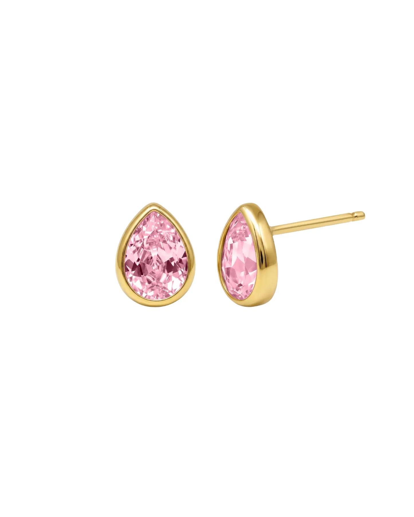 Pendientes botón Essential lágrima cristal en Plata baño Oro