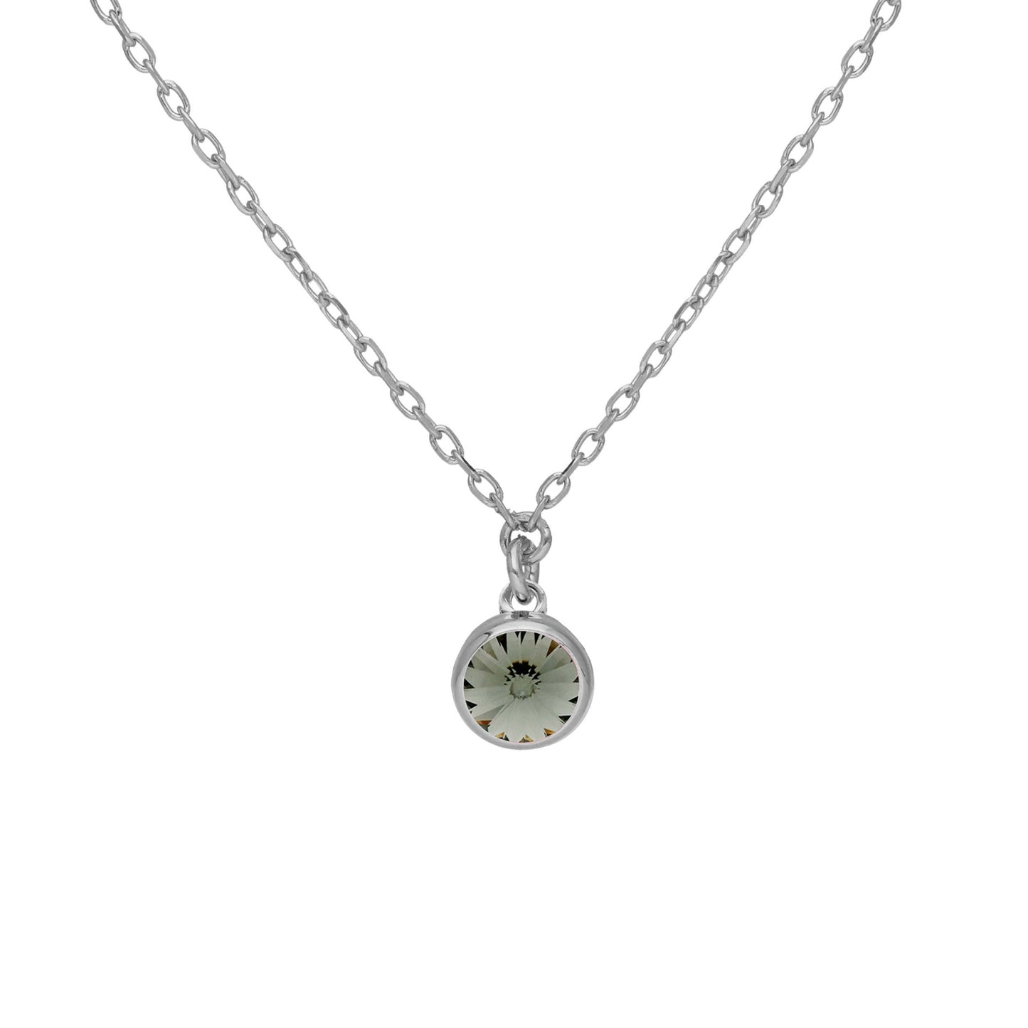 Collar corto Basic 7mm círculo cristal en Plata baño rodio