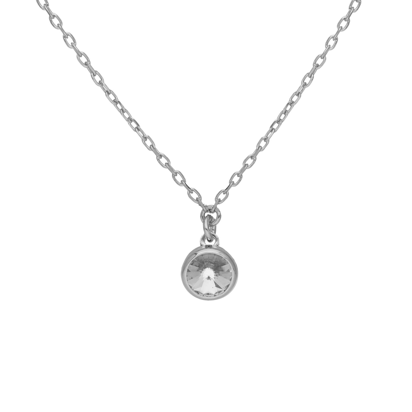 Collar corto Basic 7mm círculo cristal en Plata baño rodio