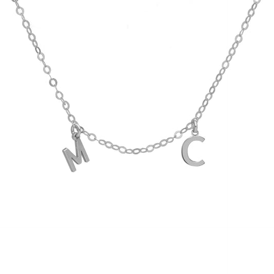 Collar personalizado Thename 2 letras en Plata