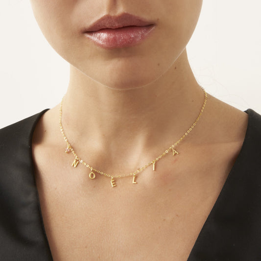Collar personalizado Thename 6 letras en Plata