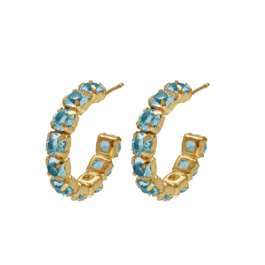 Pendientes aro Jade 21mm cristal en Plata baño Oro
