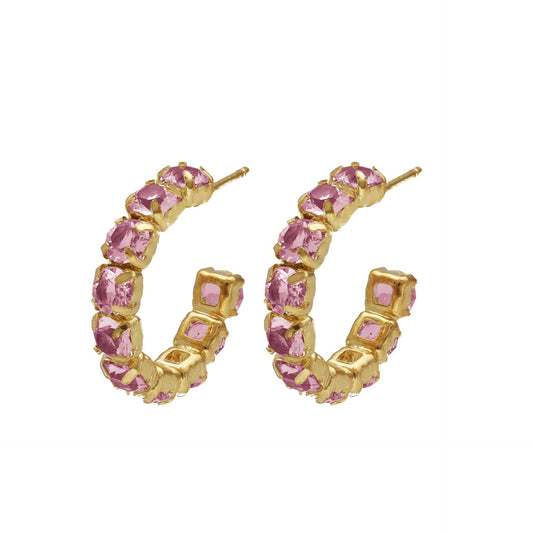 Pendientes aro Jade 21mm cristal en Plata baño Oro