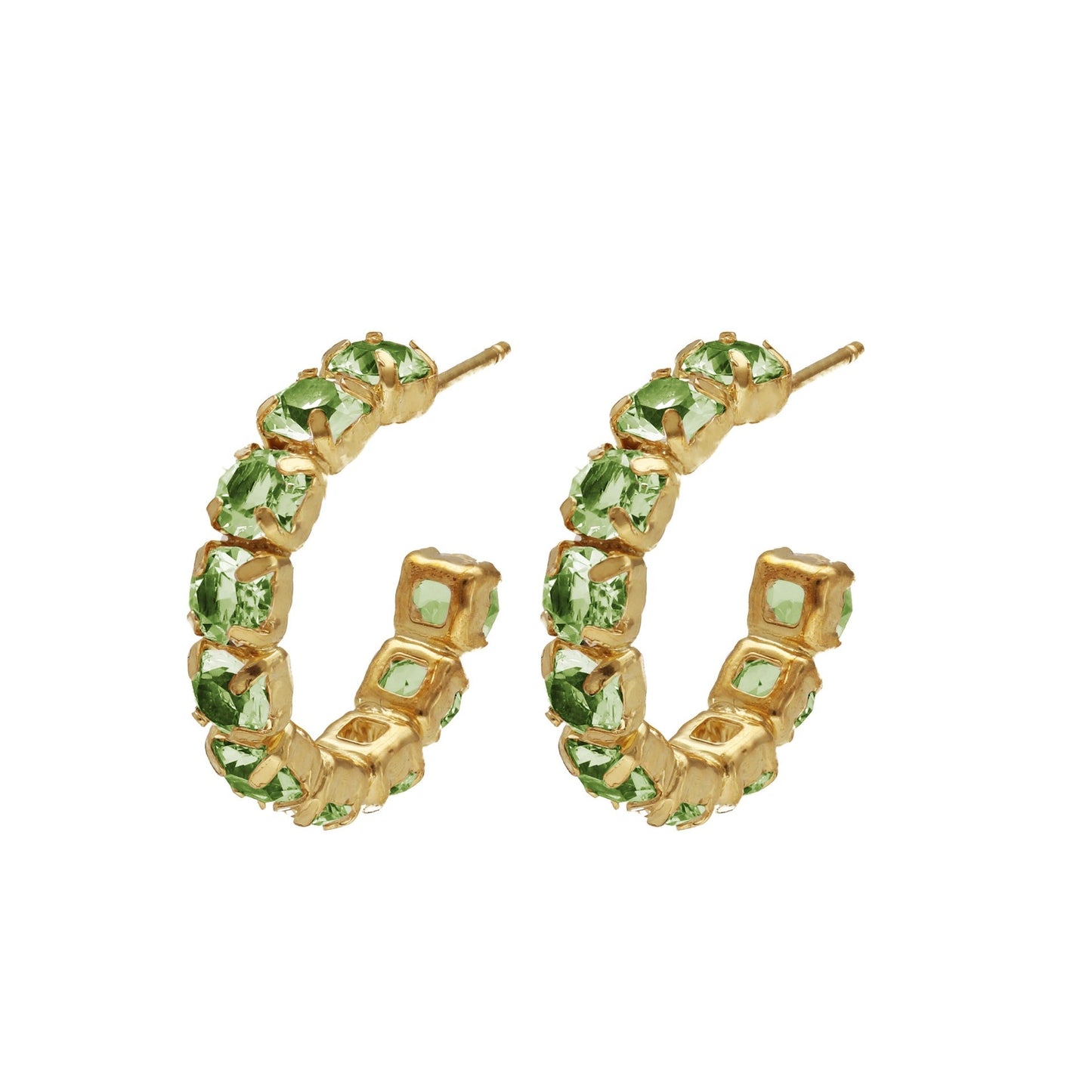 Pendientes aro Jade 21mm cristal en Plata baño Oro