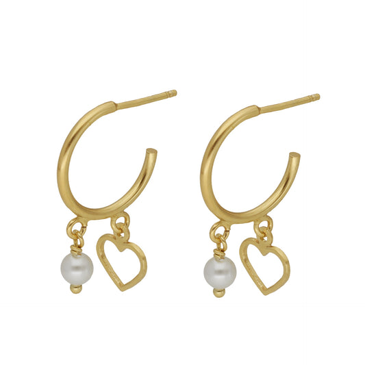 Pendientes aro Soulmate corazón perla en Plata