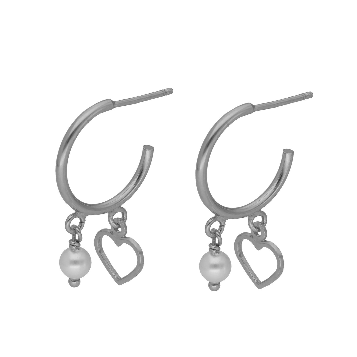 Pendientes aro Soulmate corazón perla en Plata