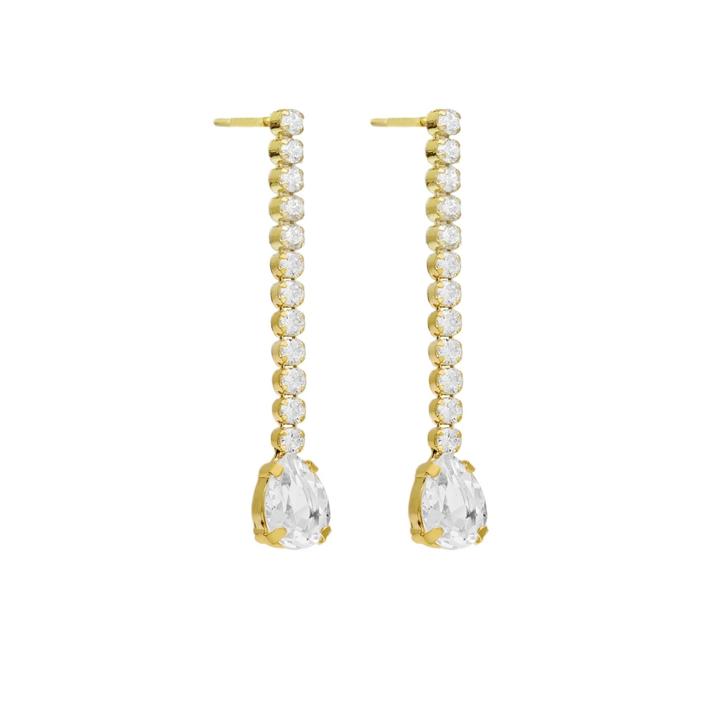 Pendientes largos Eunoia cristales riviere en Plata