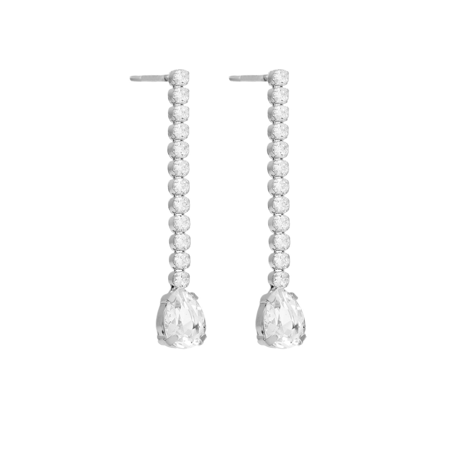 Pendientes largos Eunoia cristales riviere en Plata