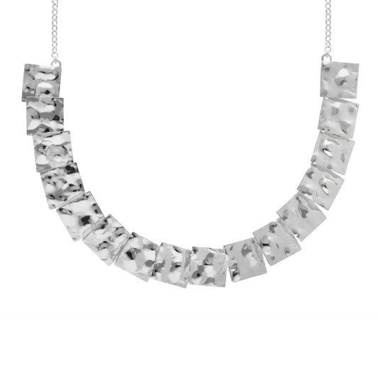 Collar corto Ghana textura cuadrado en Plata