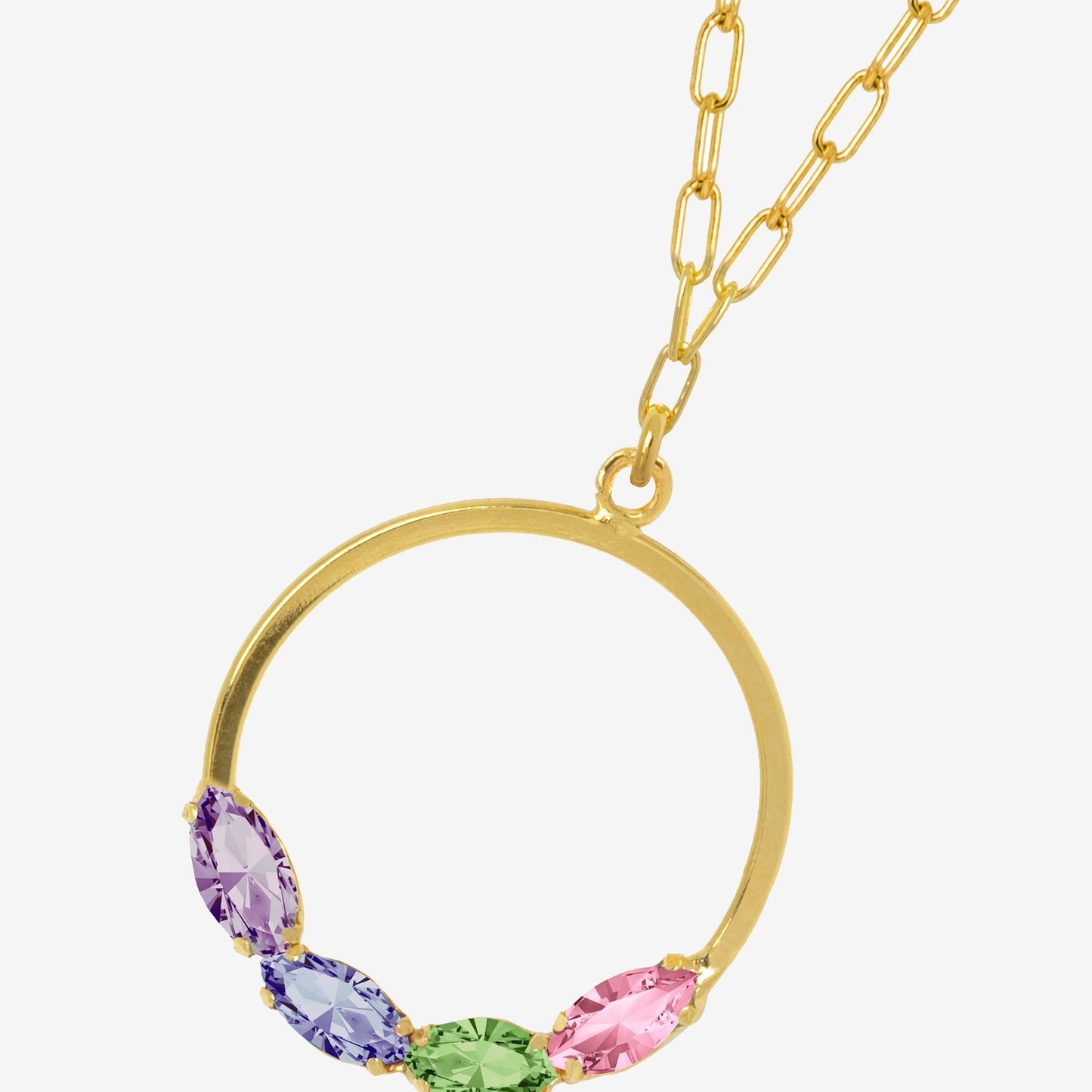 Collar corto Belle círculo cristal multicolor en Plata