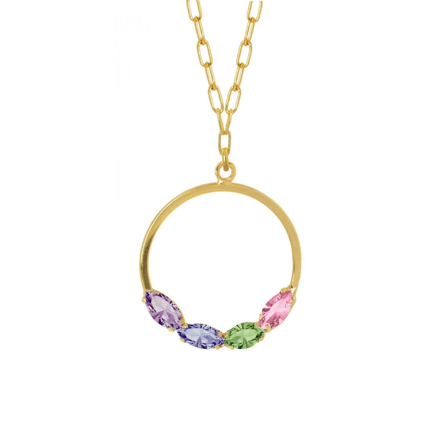 Collar corto Belle círculo cristal multicolor en Plata