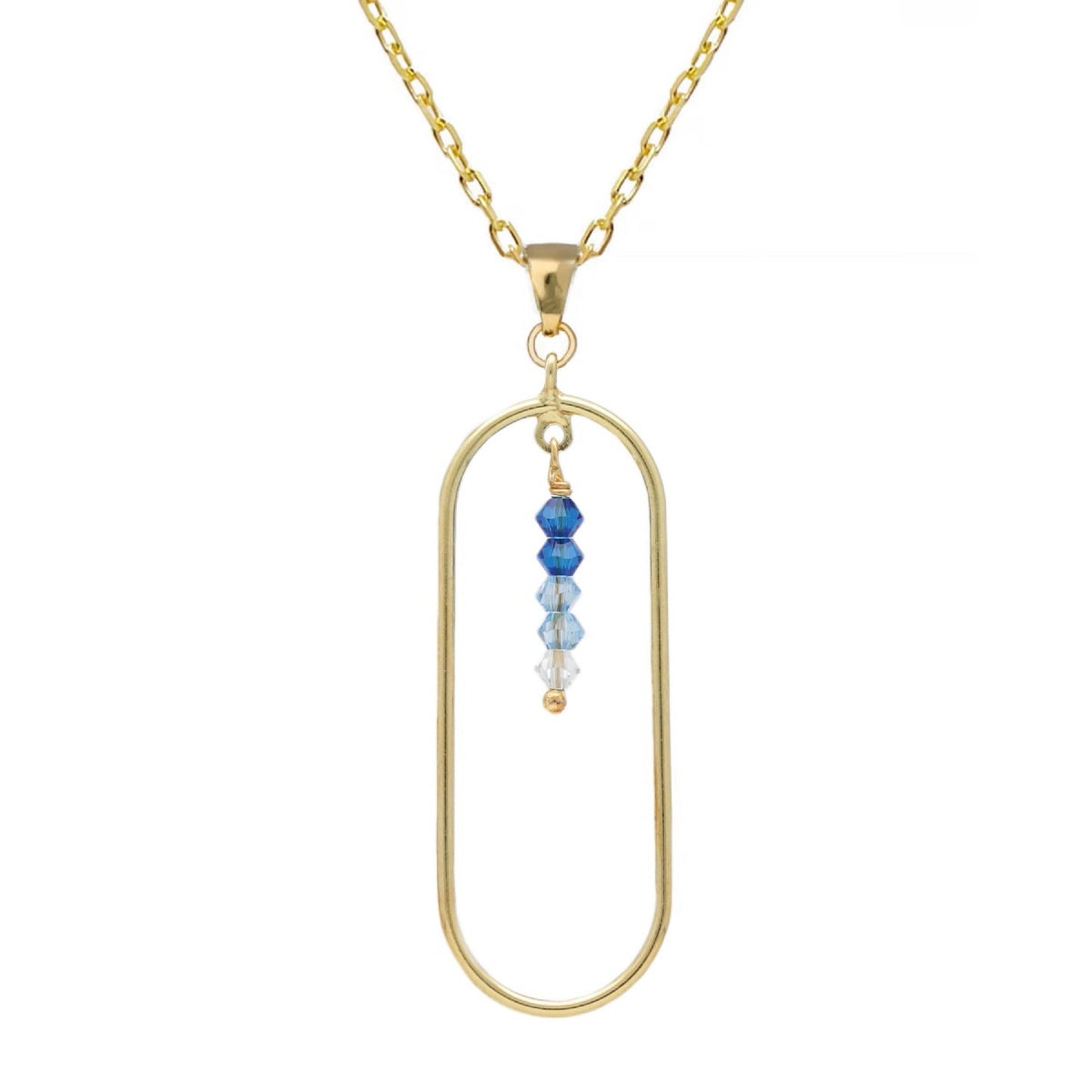 Collar largo Anya rectángulo cristal en Plata baño Oro