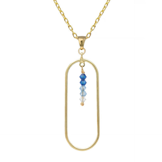 Collar largo Anya rectángulo cristal en Plata baño Oro