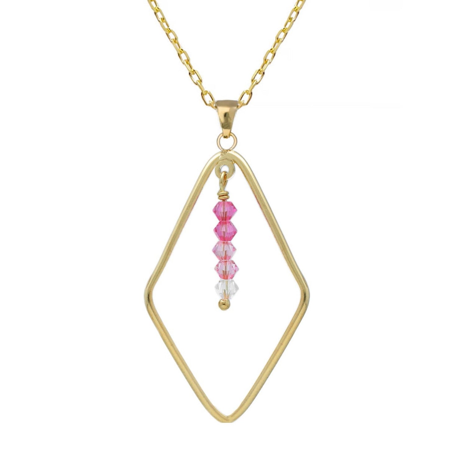 Collar largo Anya rectángulo cristal en Plata baño Oro