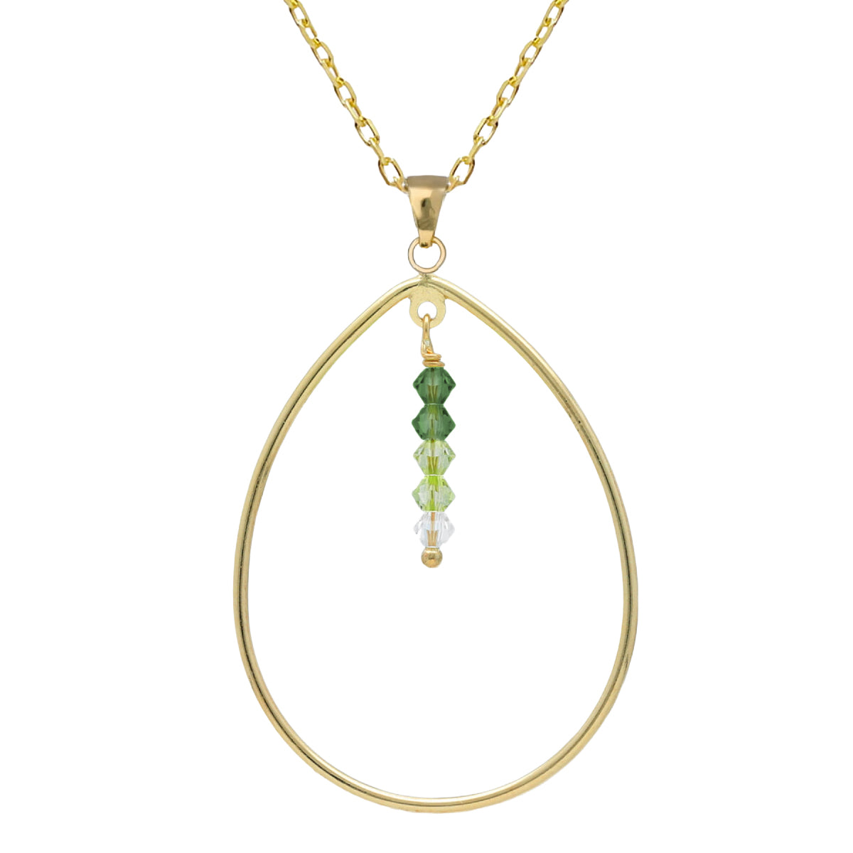 Collar largo Anya rectángulo cristal en Plata baño Oro