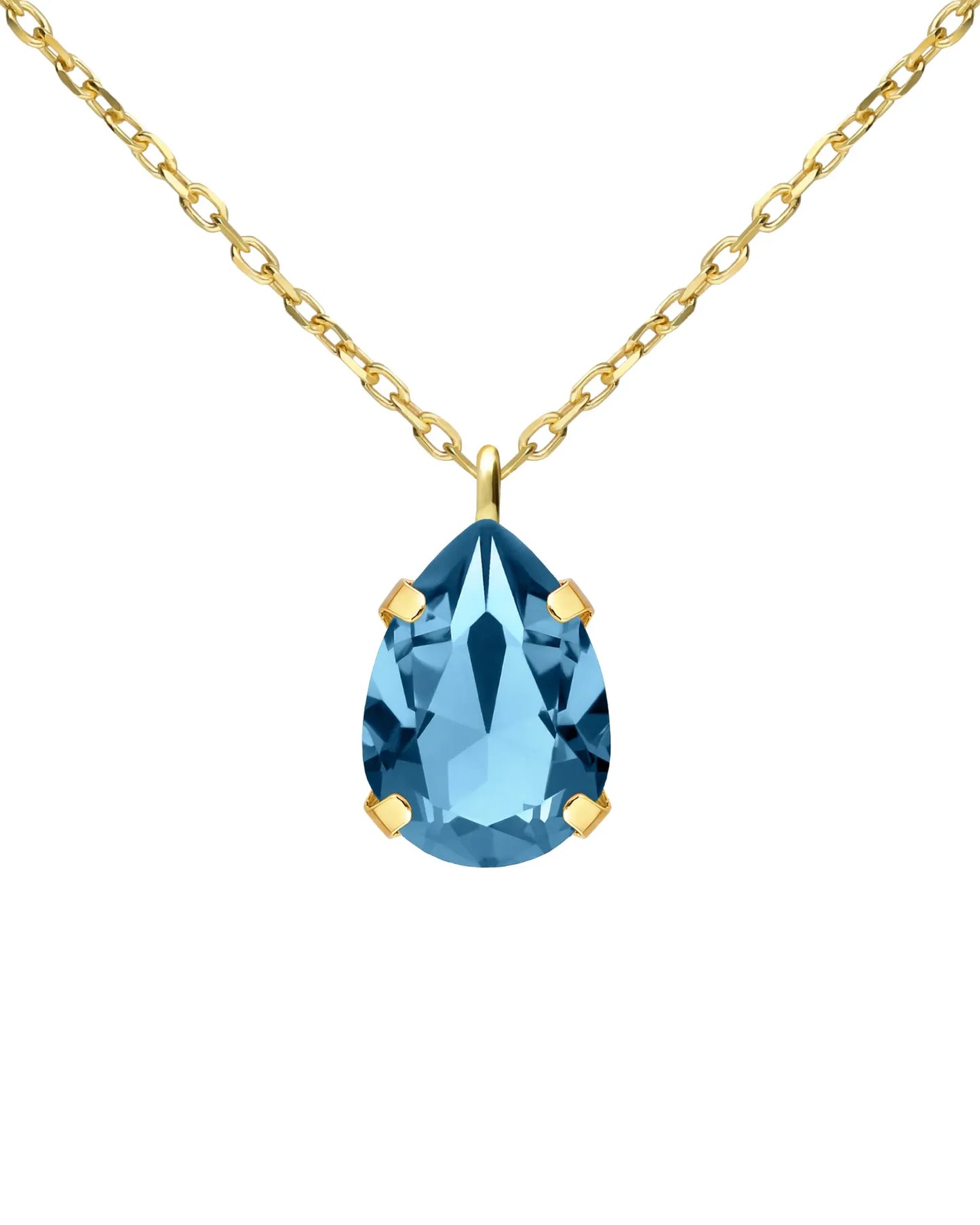 Collar corto Louis lágrima cristal en Plata baño Oro