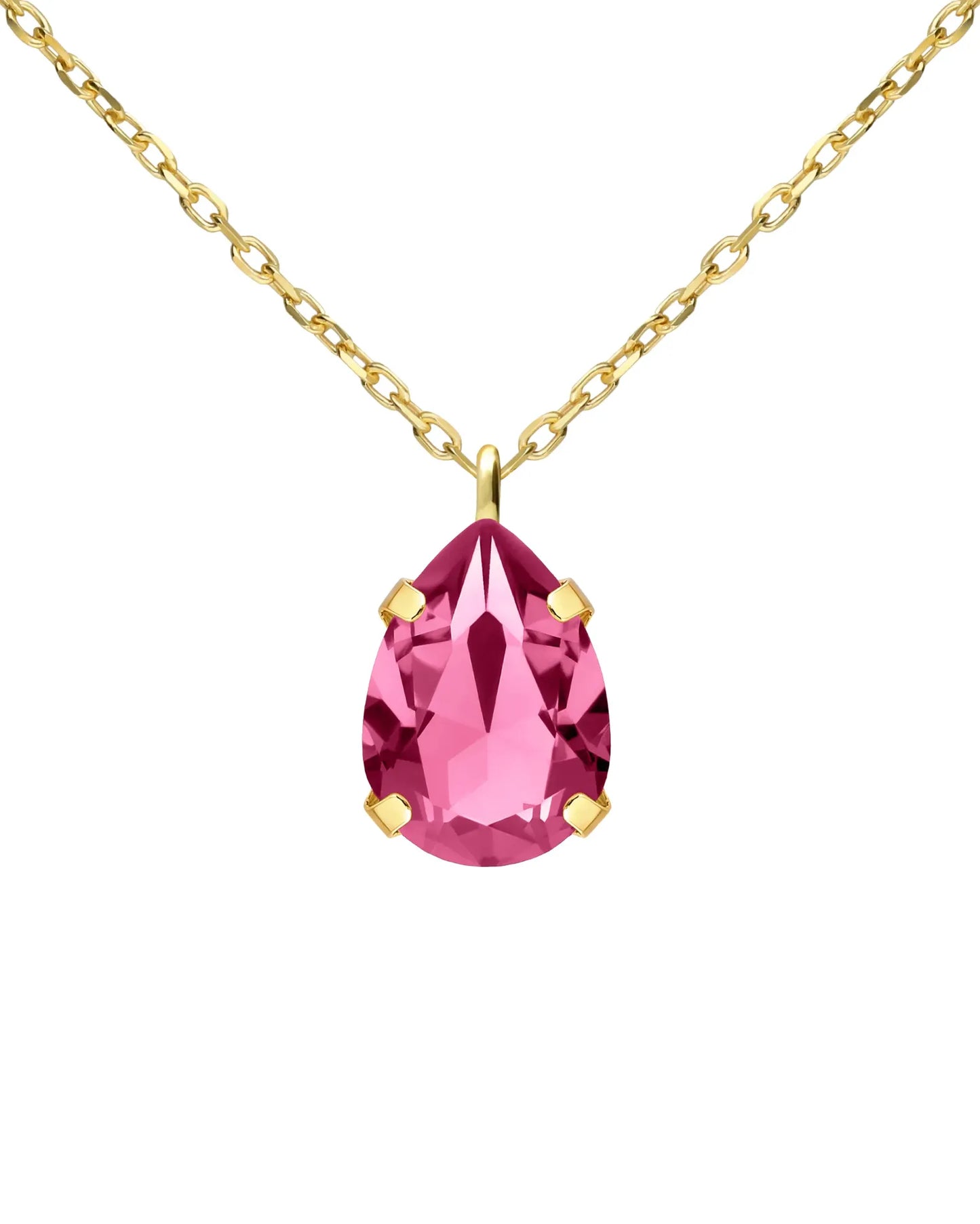 Collar corto Louis lágrima cristal en Plata baño Oro