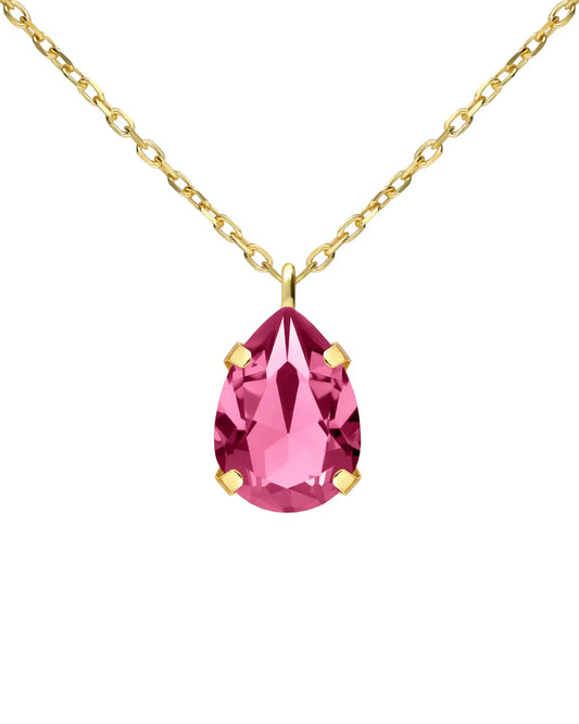 Collar corto Louis lágrima cristal en Plata baño Oro