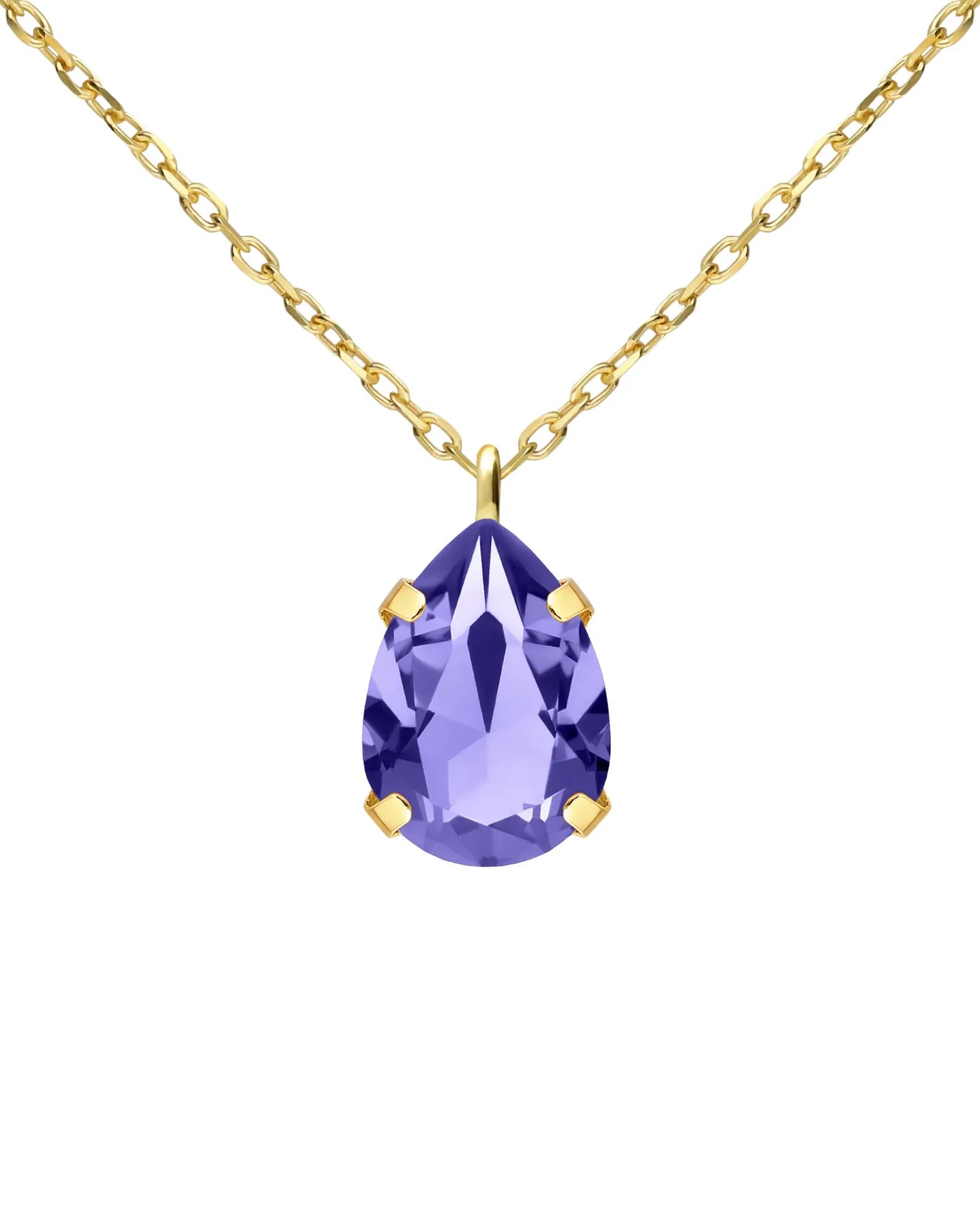 Collar corto Louis lágrima cristal en Plata baño Oro