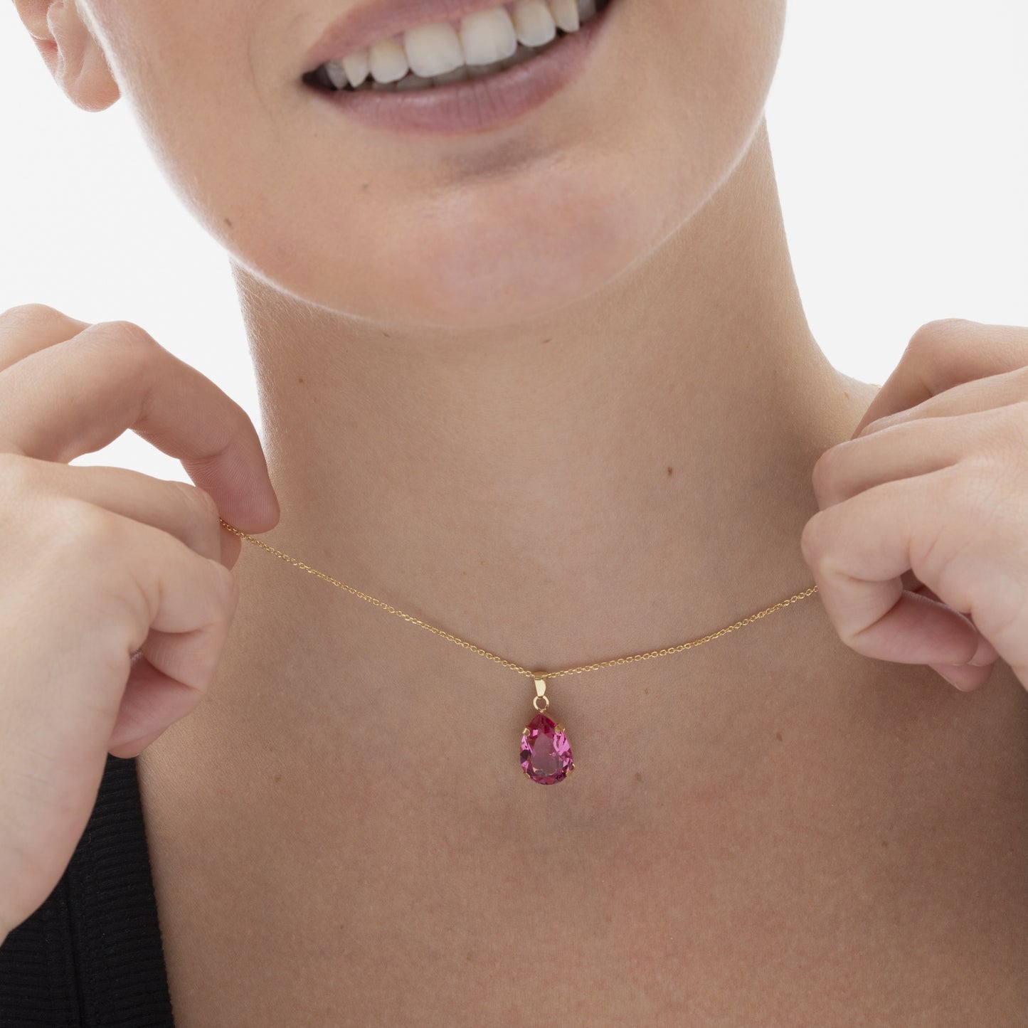 Collar corto Louis lágrima cristal en Plata baño Oro