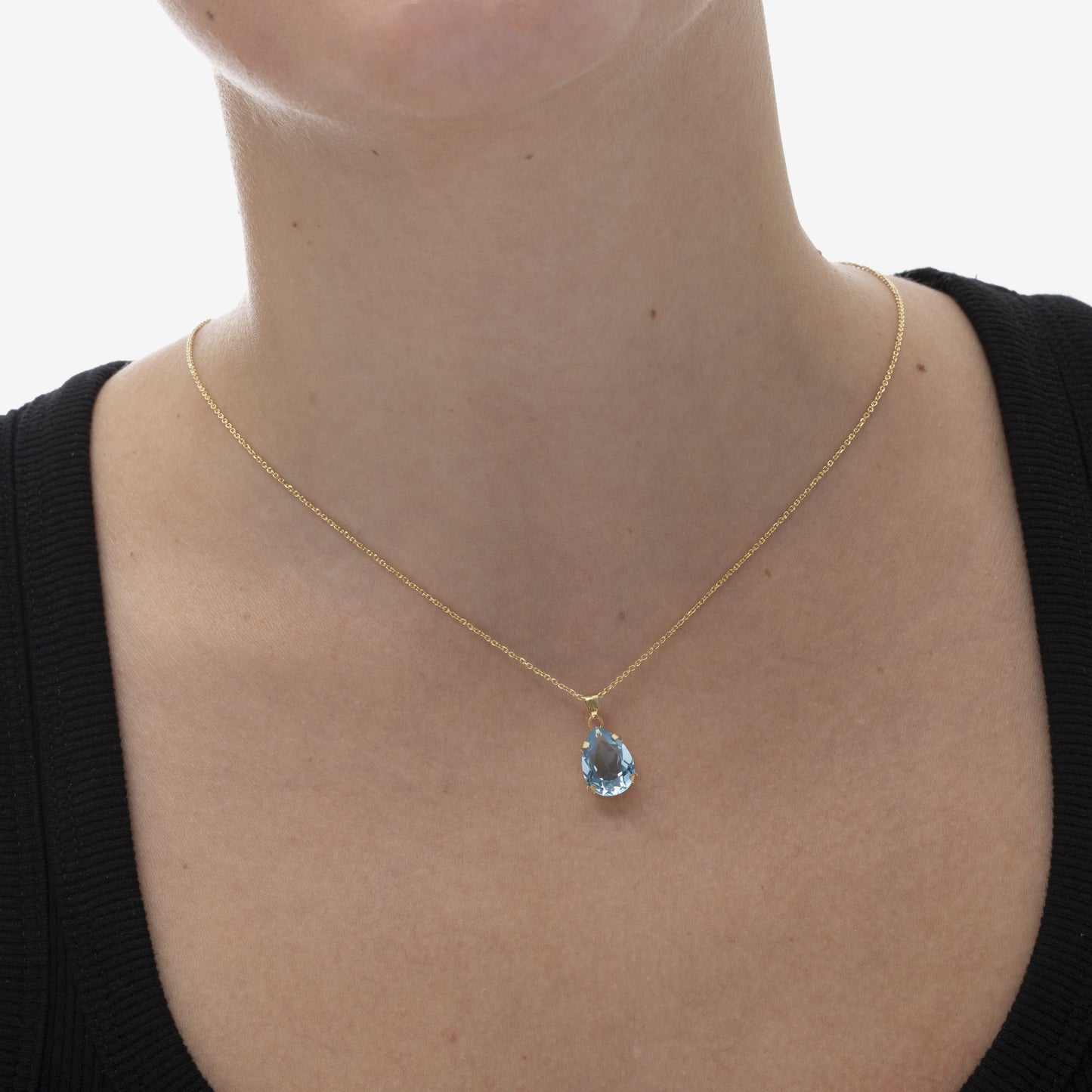 Collar corto Louis lágrima cristal en Plata baño Oro
