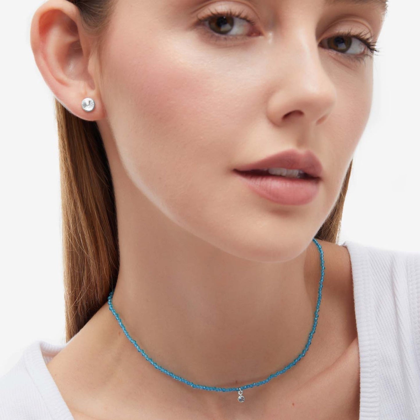 Collar corto Paradise cristal en Plata baño rodio