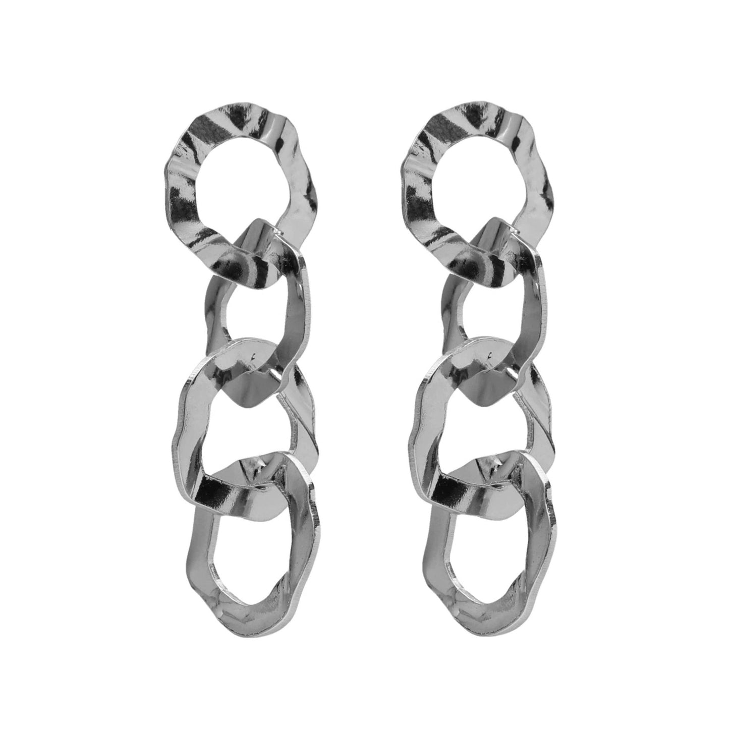 Pendientes largos Essence textura círculo en Plata
