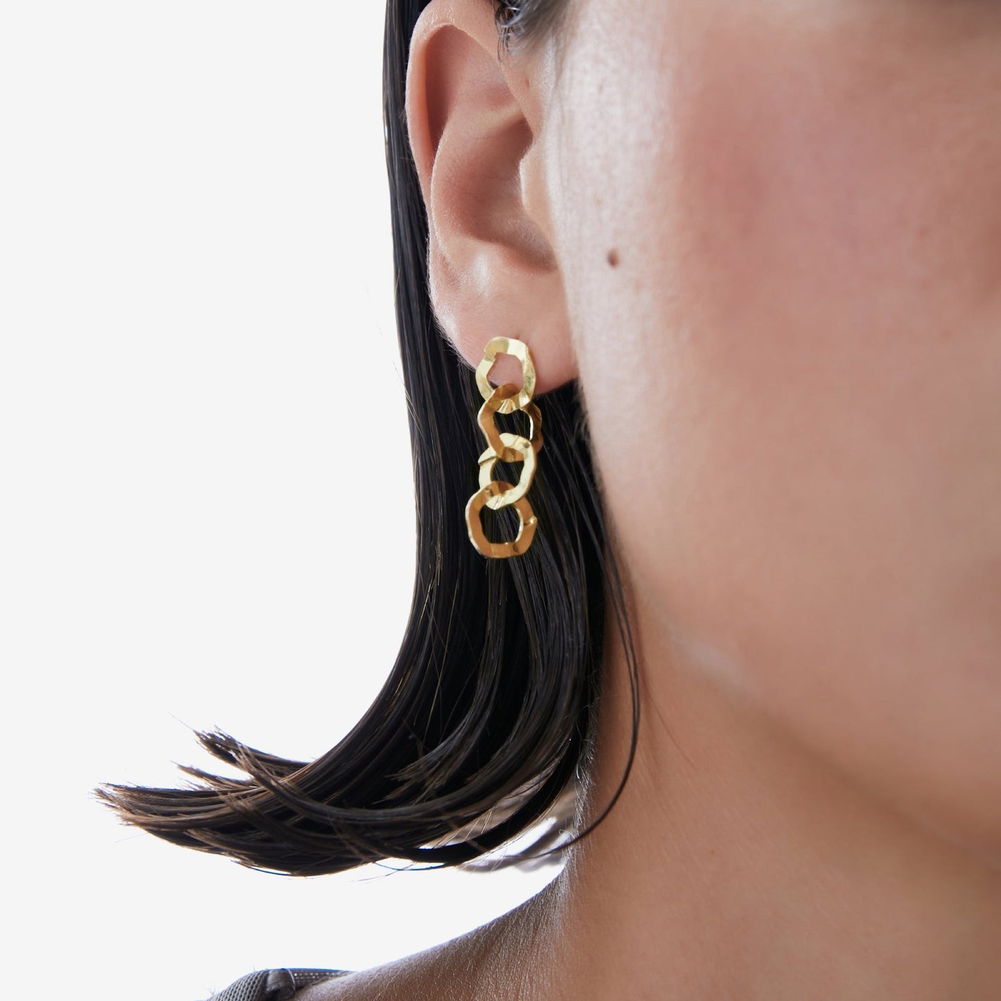 Pendientes largos Essence textura círculo en Plata