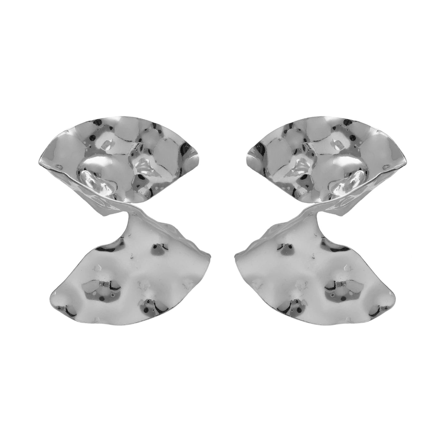 Pendientes cortos Connect textura en Plata