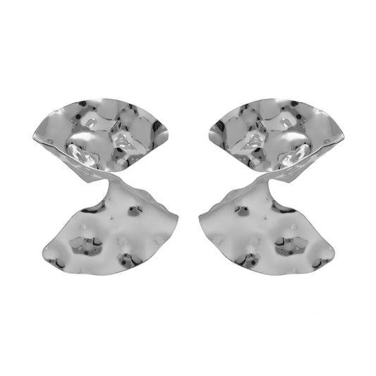 Pendientes cortos Connect textura en Plata