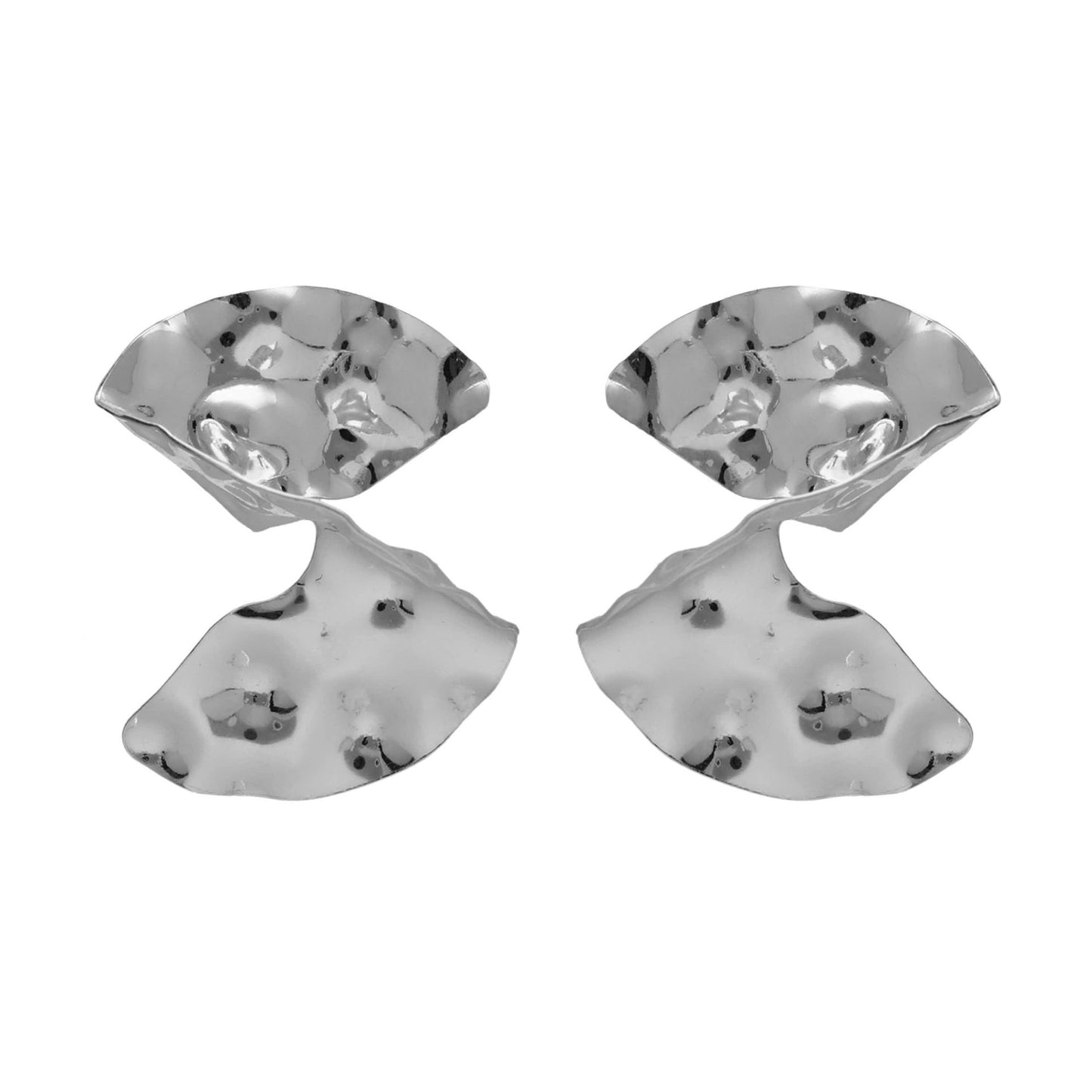Pendientes cortos Connect textura en Plata