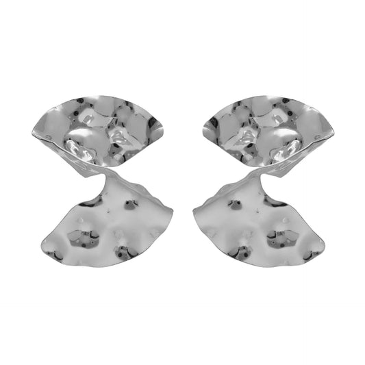 Pendientes cortos Connect textura en Plata