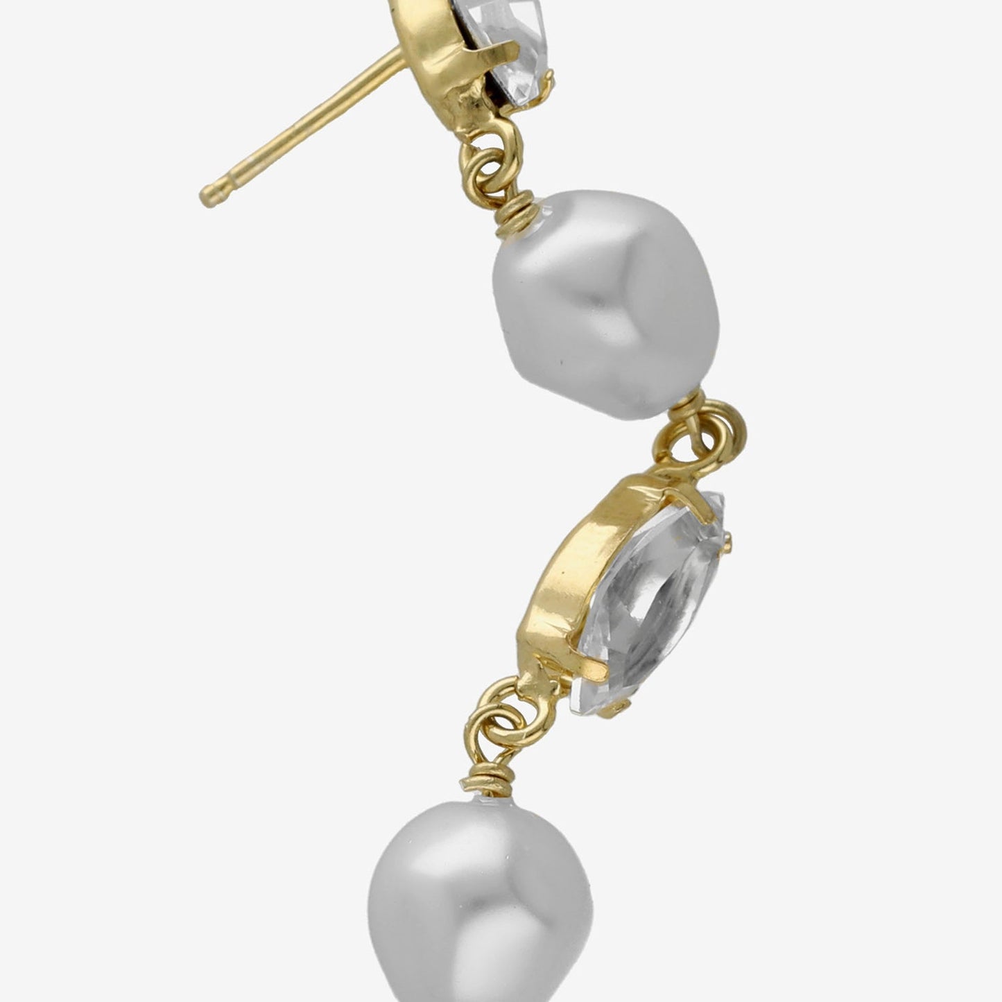 Pendientes largos Purpose cristales y perla barroca blanco en Plata