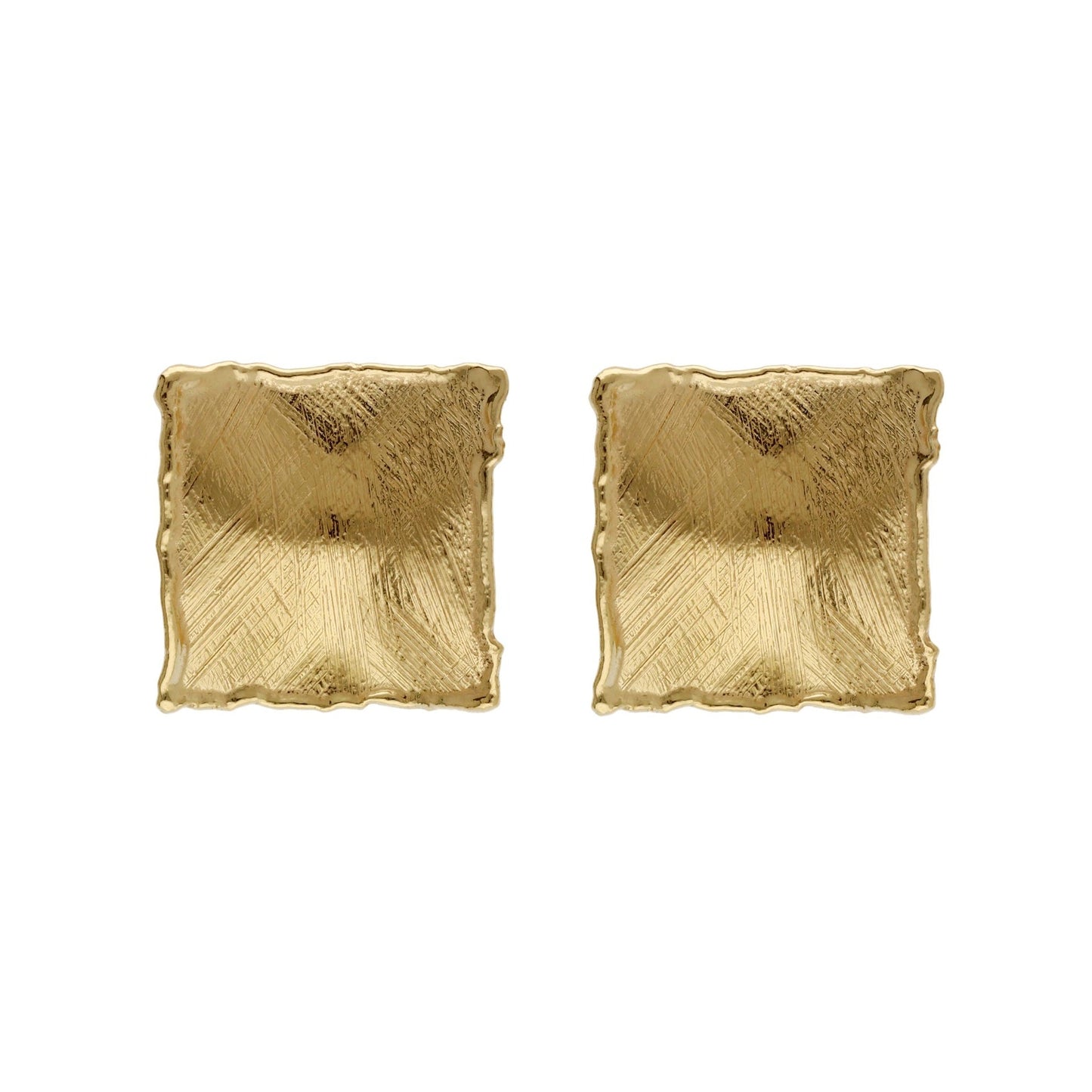 Pendientes cortos New York textura cuadrado en Plata
