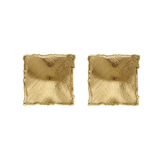 Pendientes cortos New York textura cuadrado en Plata