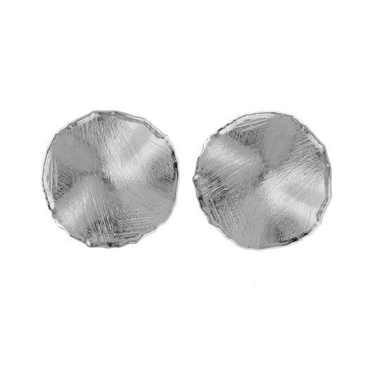 Pendientes cortos New York textura círculo en Plata