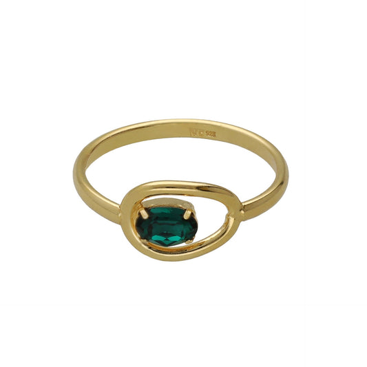 Anillo Prisme cerrado cristal en Plata baño Oro