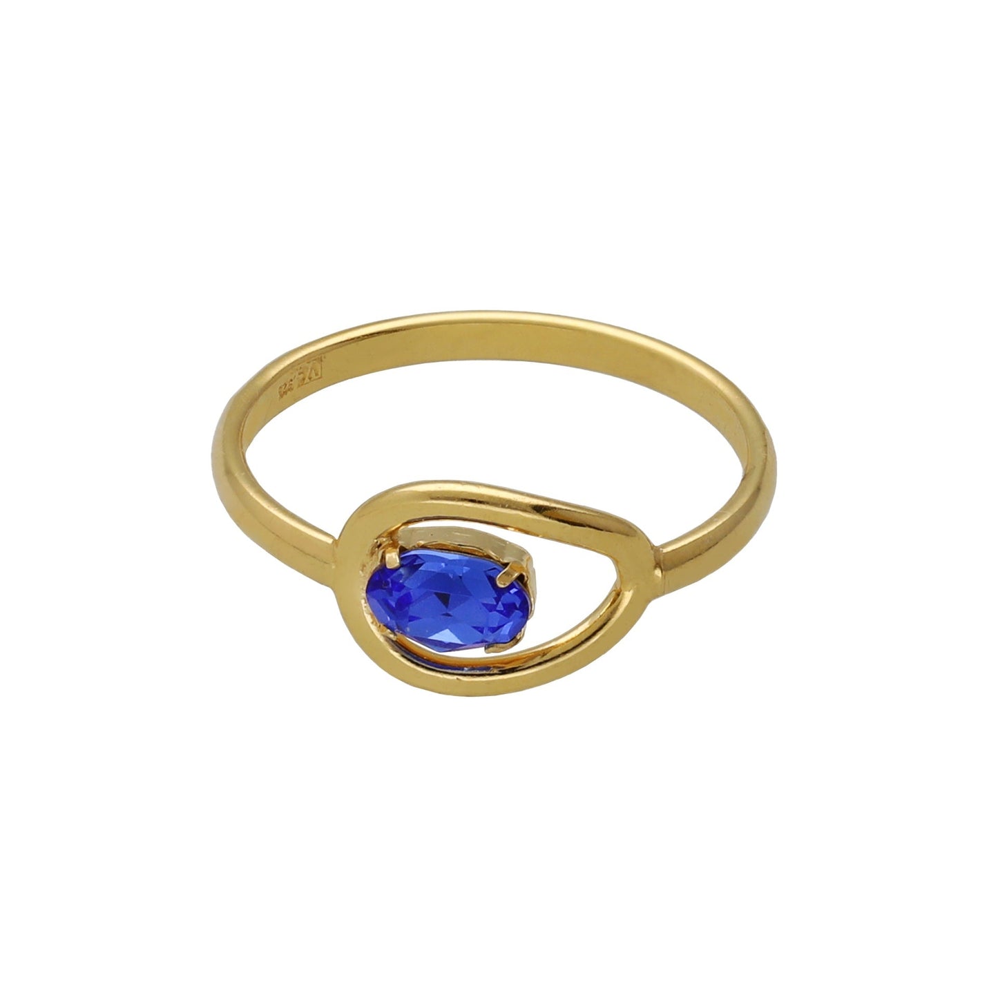 Anillo Prisme cerrado cristal en Plata baño Oro