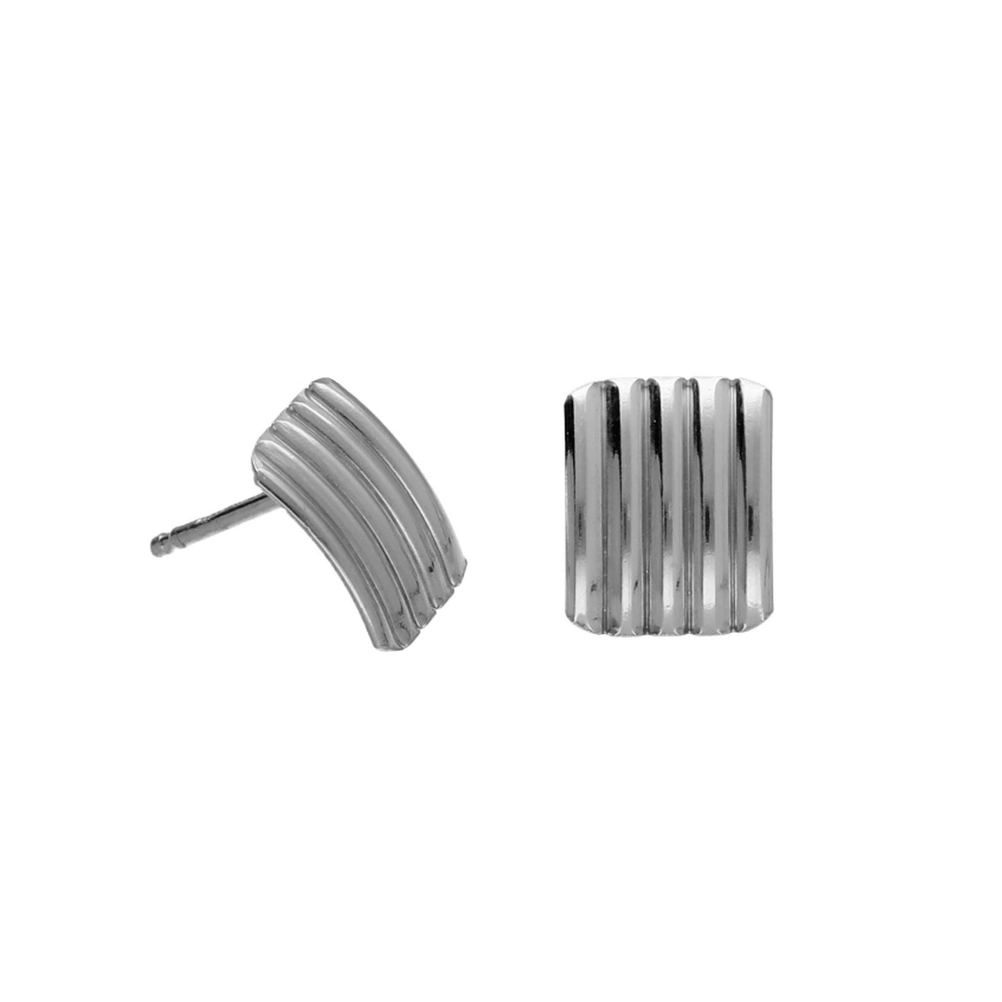 Pendientes botón Connect rectángulo en Plata