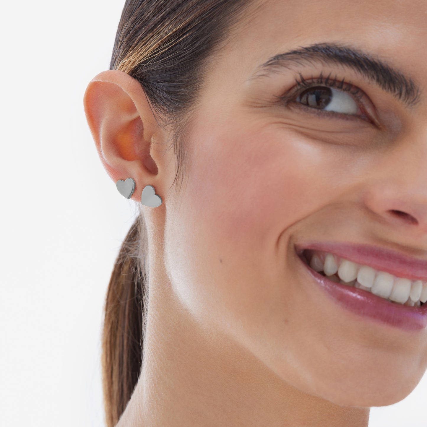 Pendientes botón Sincerely corazón en Plata
