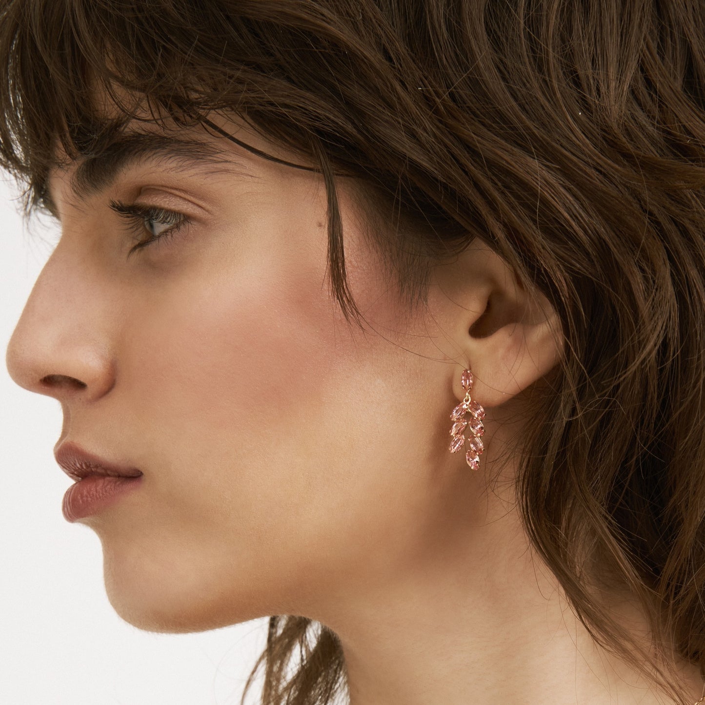 Pendientes largos Estaciones cristal en Plata baño Oro