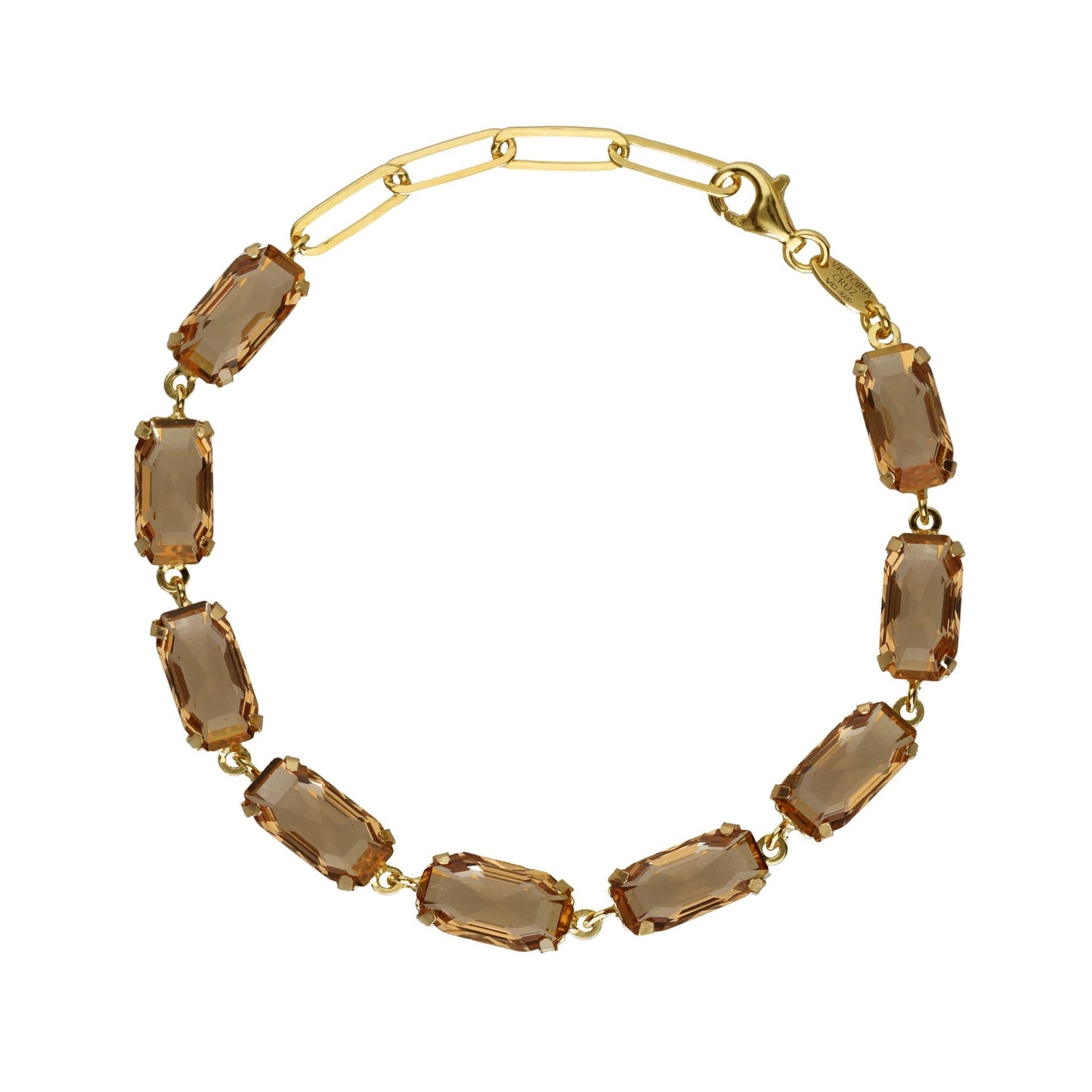 Pulsera Inspire rectángulo cristal en Plata baño Oro