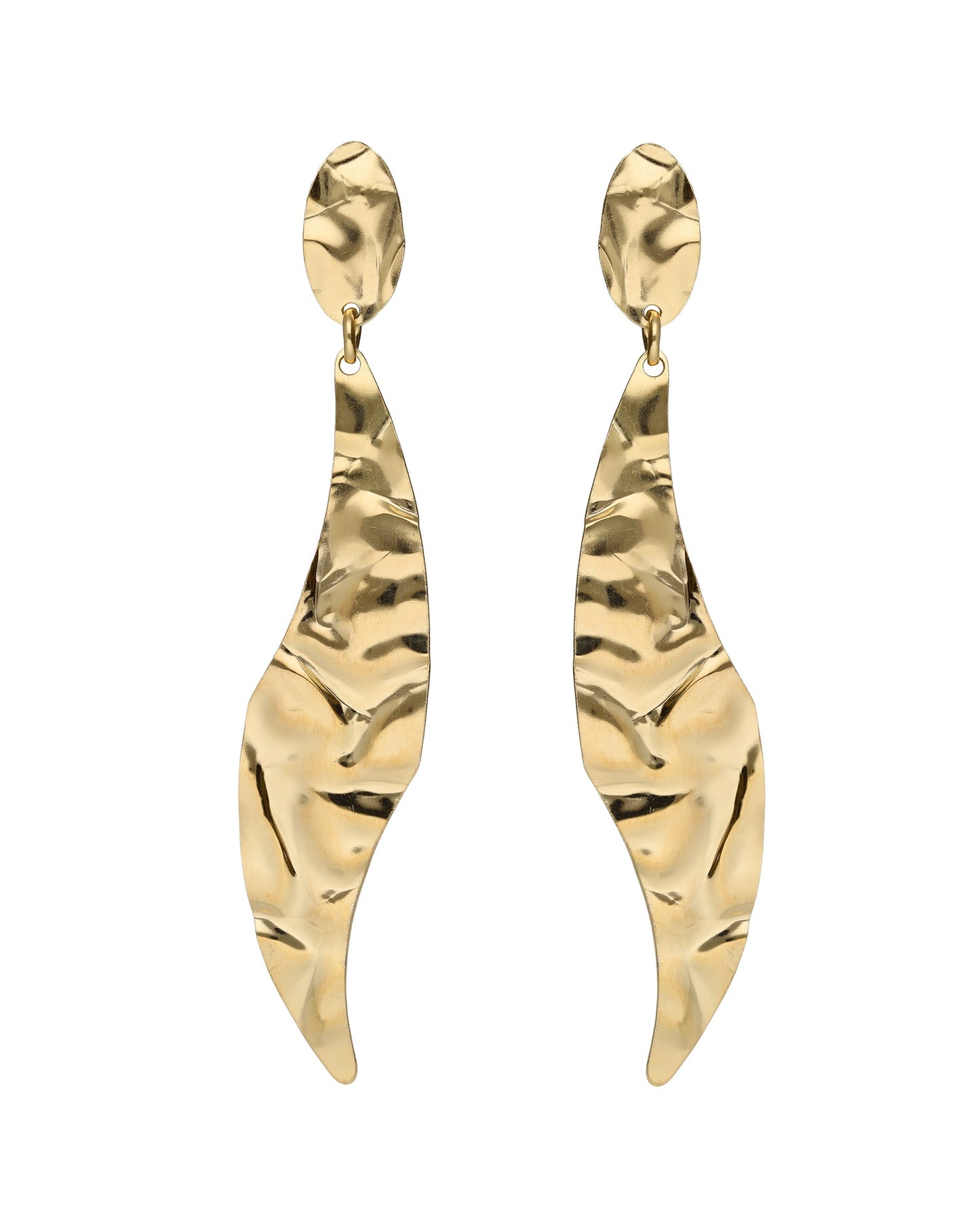 Pendientes largos textura hoja Alpina en Plata